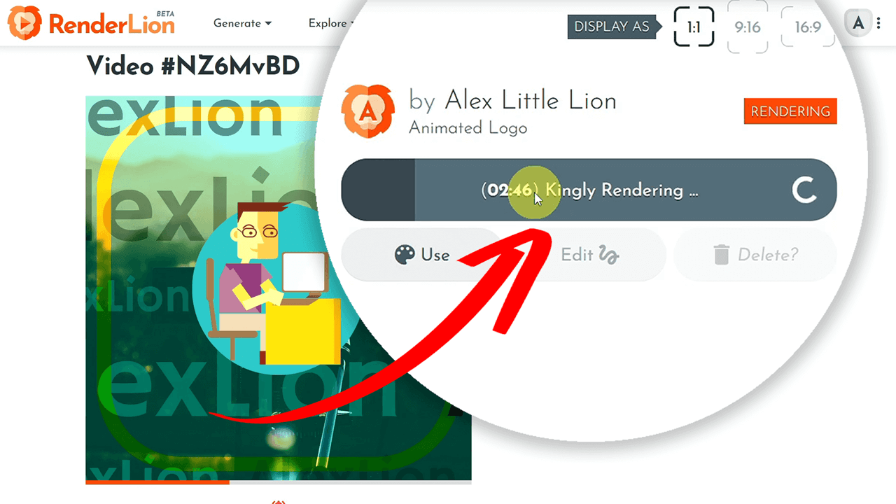 Rendering and downloading the animated logo on RenderLion